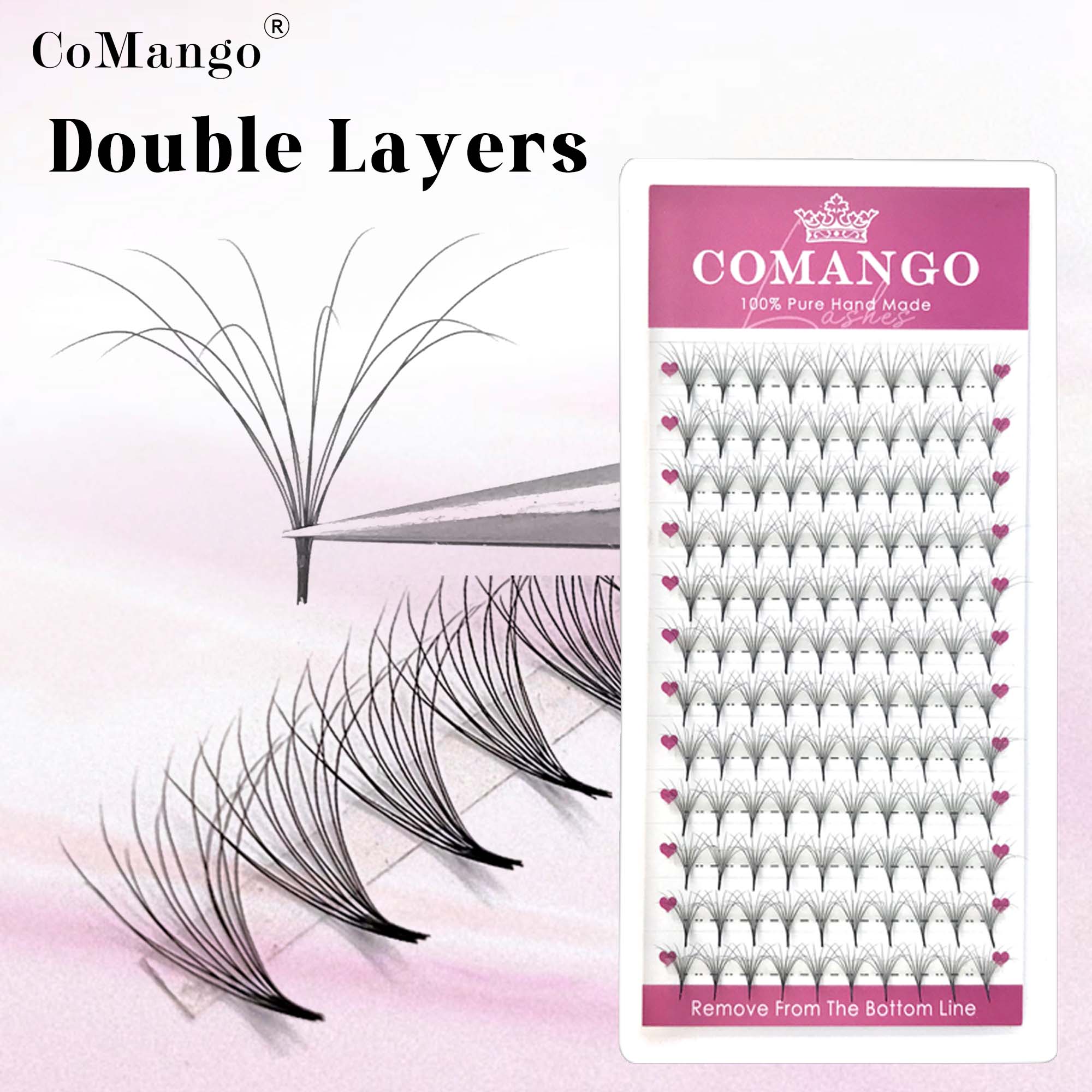 Eyelash Extension Hybrid - COMANGO Güzel Çift Katmanlı Kabarık Hazır