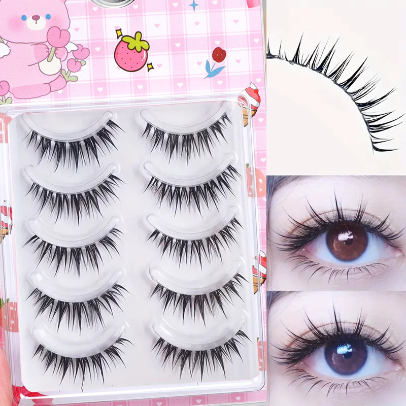 Eyelash Extension Cat Eye - 5 Çift Islak Çizgi Roman Kirpikleri,