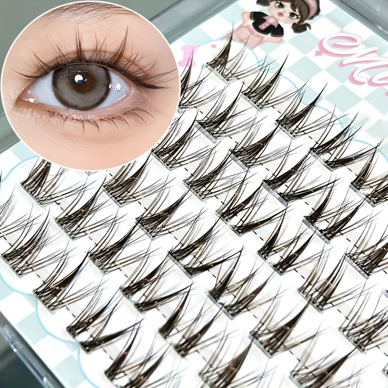 Eyelash Extension Natural - Mixiaohe Açık Kahverengi Yapıştırıcısız Demet Kirpikler