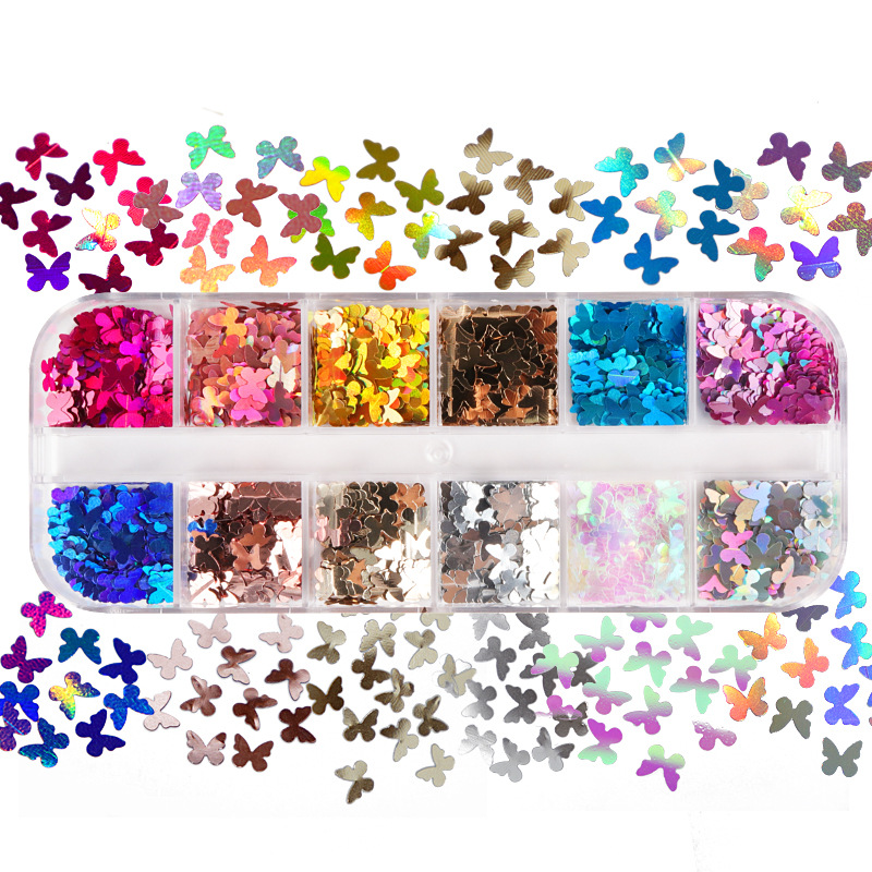 Eyelash Extension Salon - Mix renk floresan kelebek Glitter kirpik